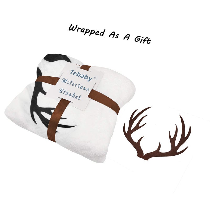 Tebaby Baby Monthly Milestone Blanket Boy - Deer Newborn Month Blanket Neutral Personalized Shower Gift Woodland Nursery Decor Photography Background Prop with Frame Large 51''x40'' - Image 4